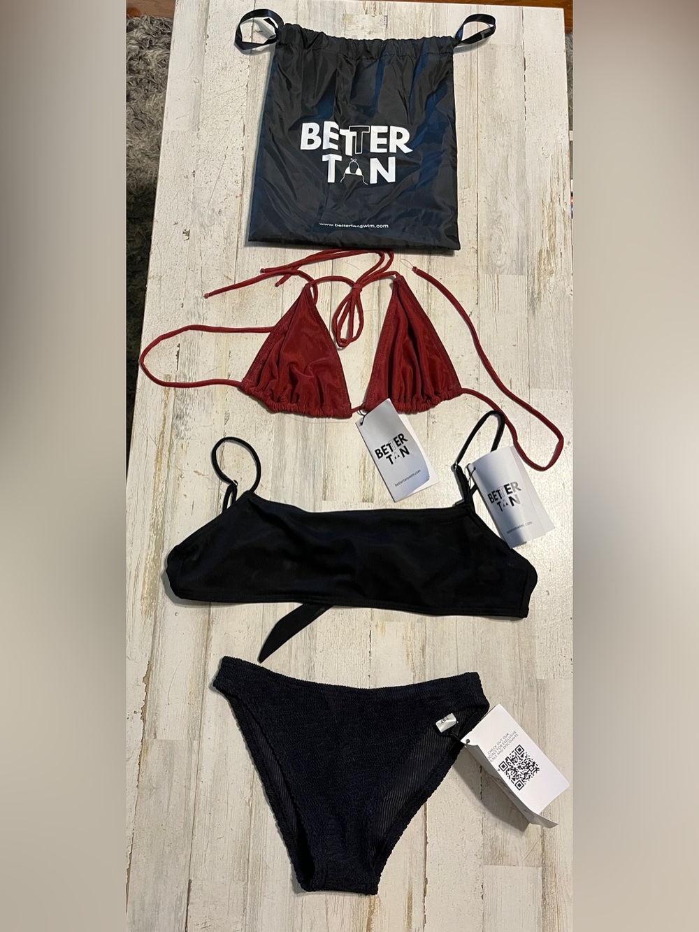NWT Better Tan 3 Piece Bundle 2 Bikini Tops 1 Bikini Bottom Limited Edition Sz M